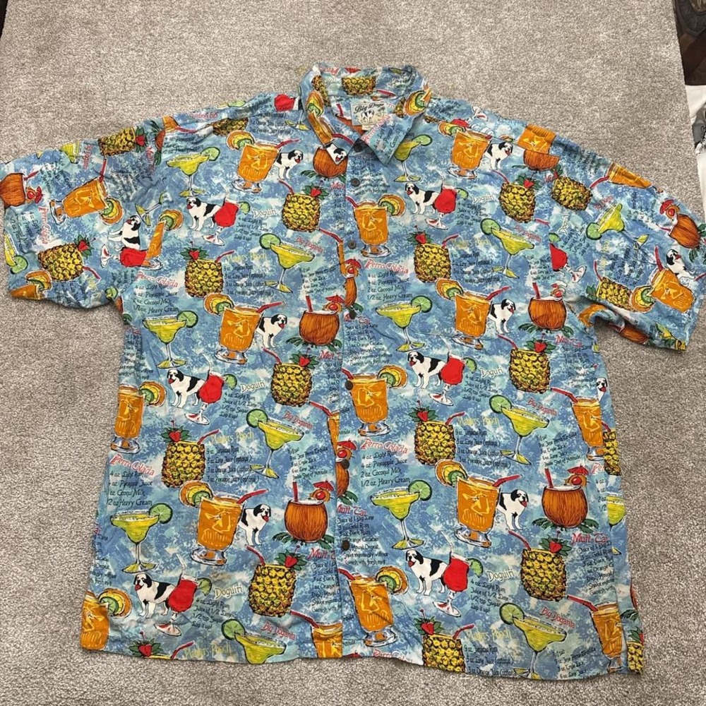 Vintage 90s Big Dogs Button Up Shirt USA Made 3XL Big & Tall AOP